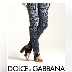 DOLCE&GABBANA animal print jeans sz 42 , straight leg with distressing,
